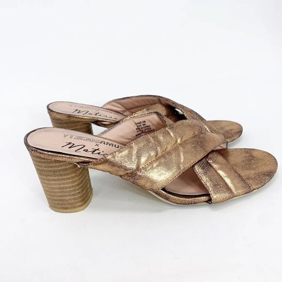 Amuse Society x Matisse Womens Shine On Gold Stacked Heel Slide Sandals Size 8 M - Picture 1 of 8